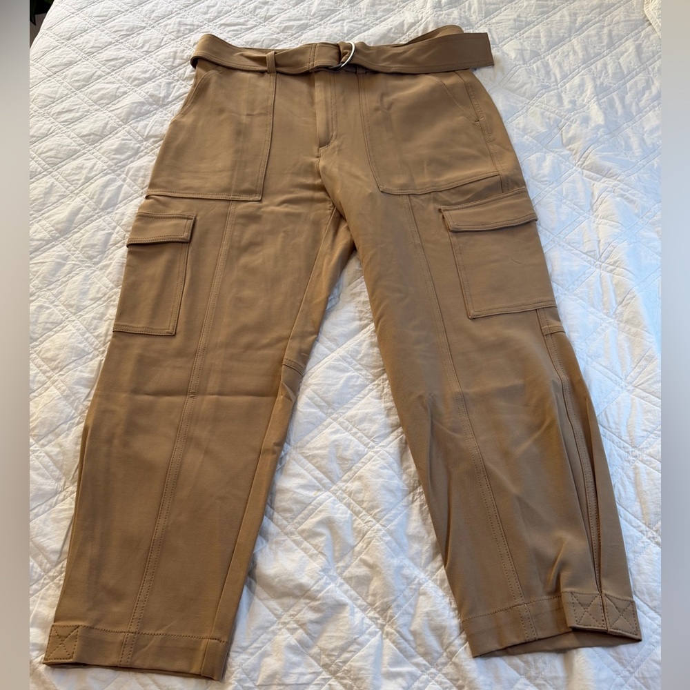 Banana Republic Cognac/Tan Cargo Ankle Joggers Belted Utility Pants Size 12